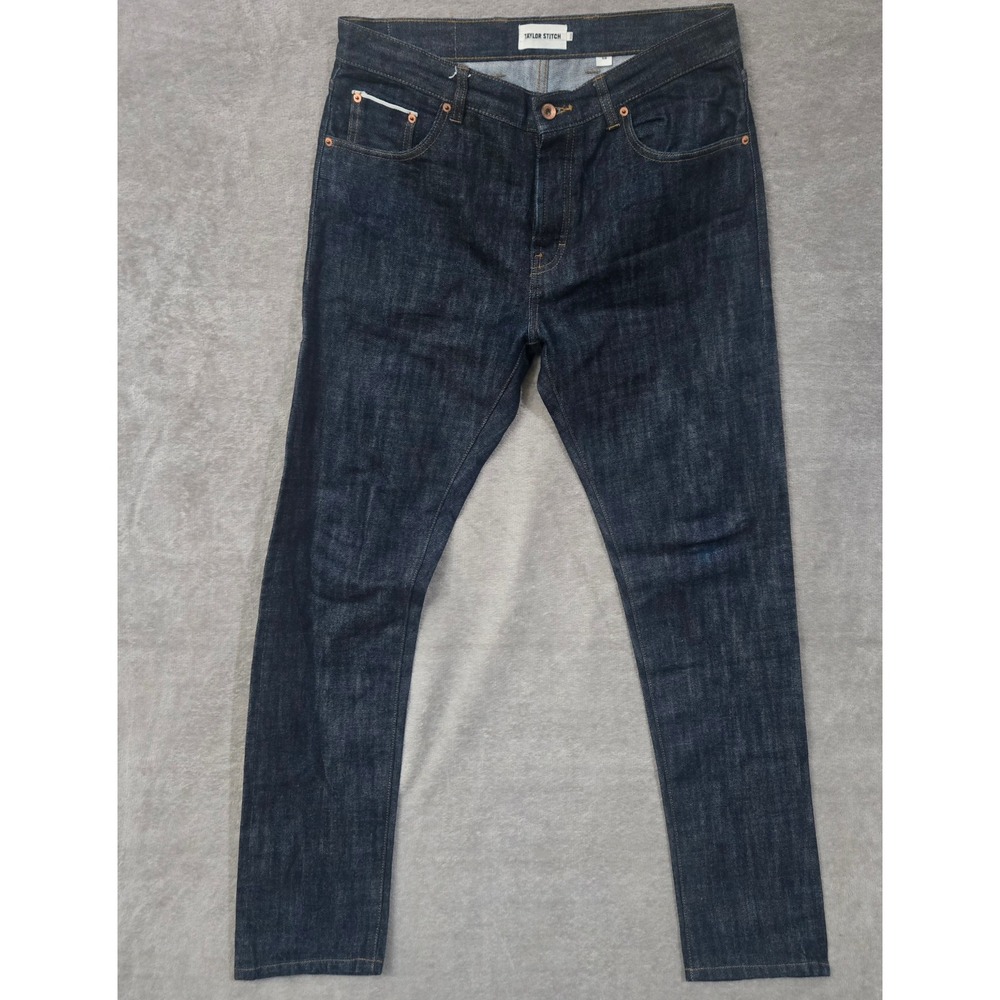 Taylor Stitch Slim Jeans 33x32 Dark Wash Denim Button Fly Selvedge Heritage Moto